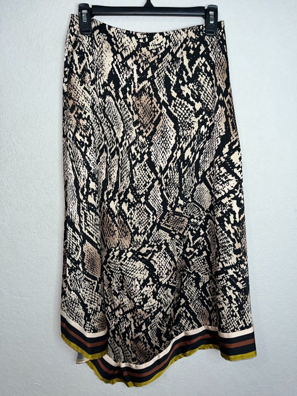 Worthington Snake Print Midi Skirt Black Tan Pull On Size 2 NWT